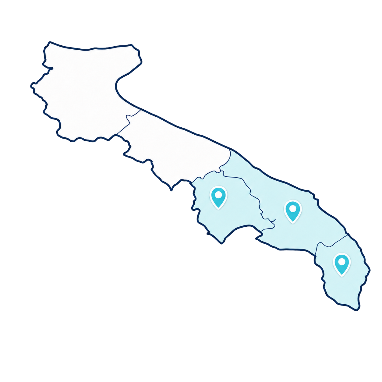 Zone servite da Distante Vending nelle province di Taranto, Brindisi e Lecce